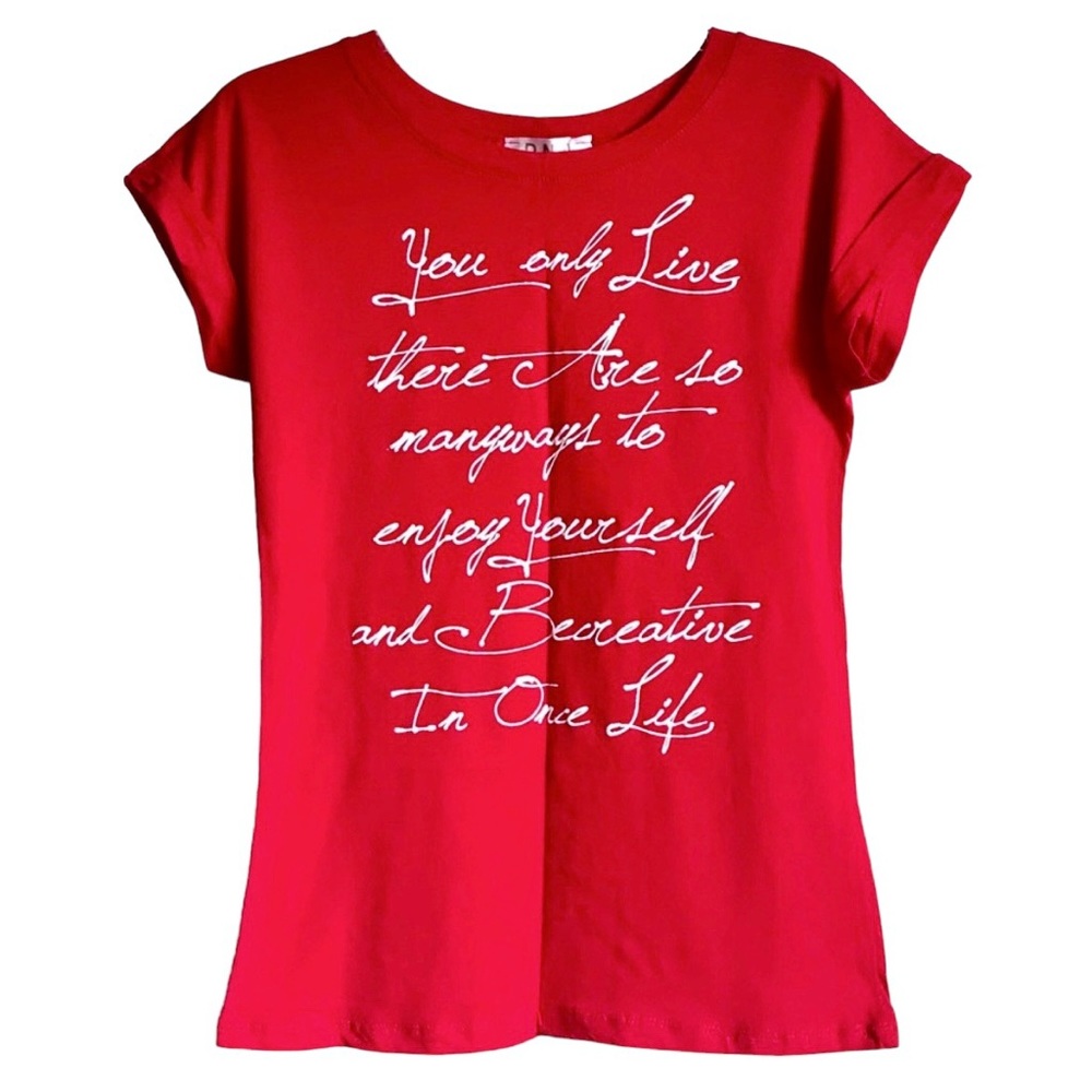 NWT “You Only Live Once” Tee Shirt Red S
